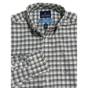 Stafford Shirt Mens Small Brown Plaid Coolmax Regular Button Down Long Sleeve